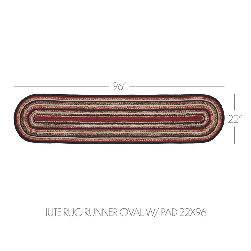 Batichon Hand Braided Striped Indoor Rug, Oval 1'10" x 8'