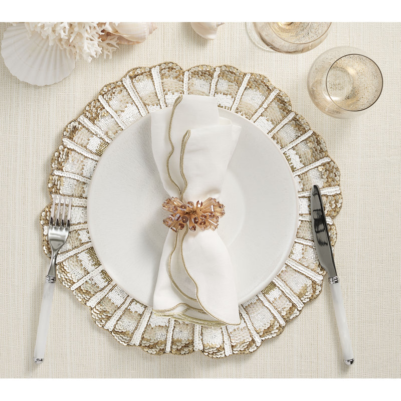 Nautilus Placemat in Champagne/Gold/White