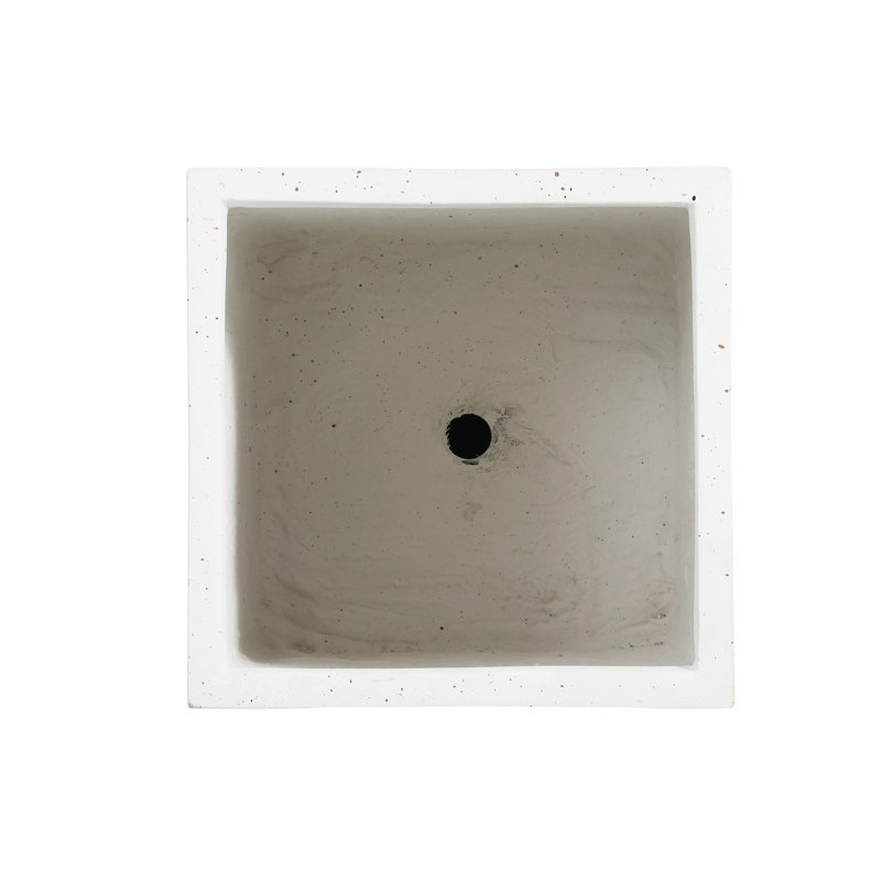 Jardinière rectangulaire faite à la main de 20 po de hauteur, blanche, fabriquée en oxyde de magnésium, l 13,1 po x P 13,1 po, sans assemblage, trou de drainage, hauteur de la décoration de la cour arrière, oxyde, rehaussement