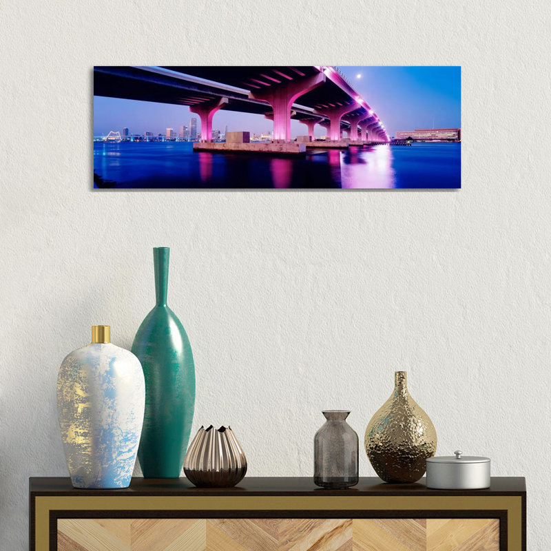 MacArthur Causeway Biscayne Bay Miami FL USA - Wrapped Canvas Panoramic Print, 30.48 cm H x 91.44 cm W x 1.91 cm D