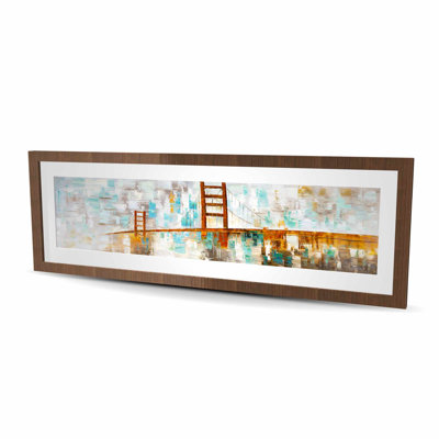 Golden Gate avec taches de peinture turquoise | Impression de salon
