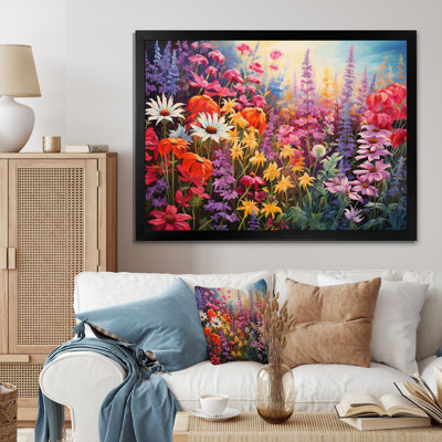 Fleurs sauvages dans un jardin de couleurs, reproduction sur toile