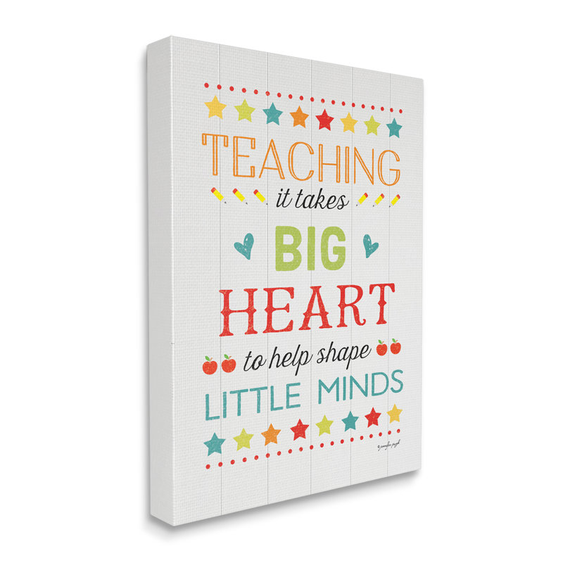 «Big Heart Shapes Little Minds Teaching Floater», art mural par Jennifer Pugh, H 40 po x l 30 po x P 1,5 po, Toile tendue