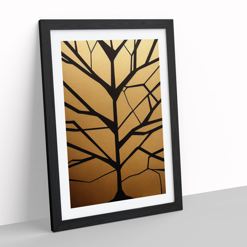 Silhouette Of A Tree No.3 - Wall Art, Black Framed, 36cm H x 27cm W, White