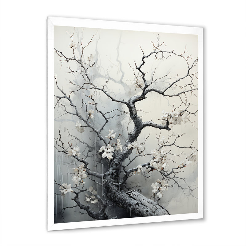 Danse de l'ombre monochrome arbre I - impressions murales florales et botaniques, H 40 po x l 30 po x P 1,5 po