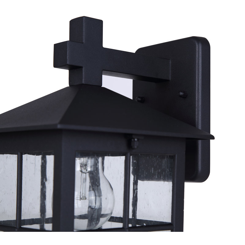 Sioban Traditional Outdoor Down Light Lantern, Black Finish, Clear Seeded Glass