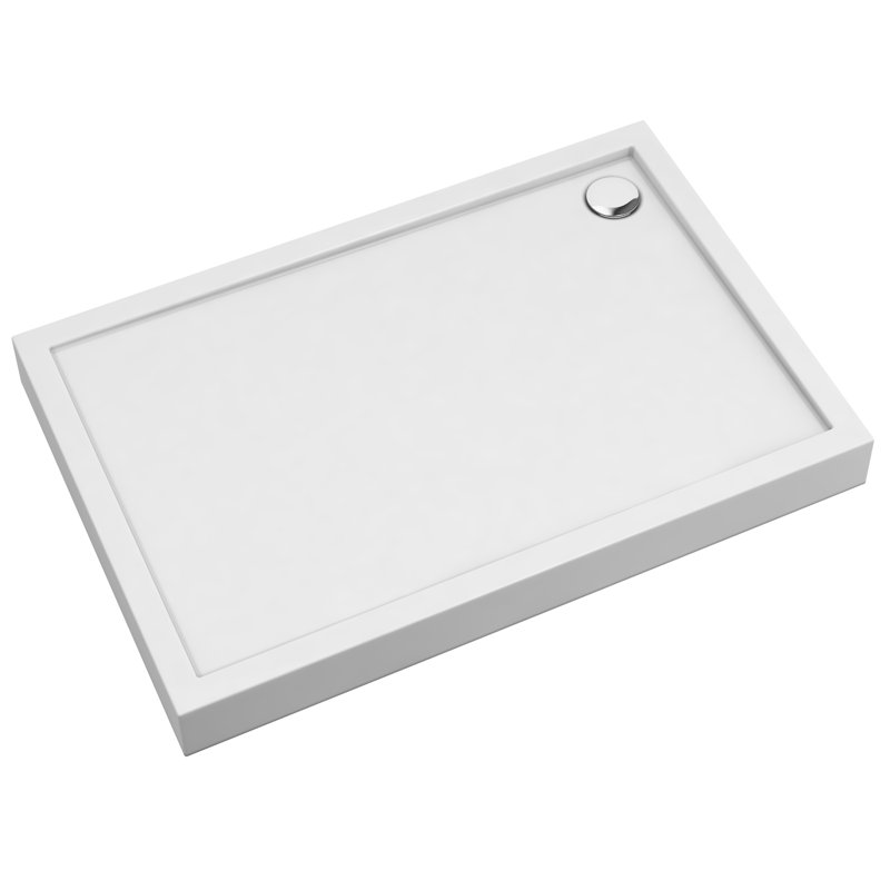 LaMoure Plastic Standard Shower Tray - White, 12cm H x 100cm W x 90cm D