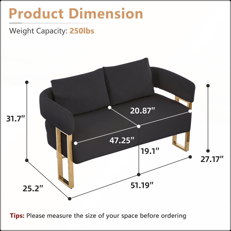 Luxurious Teddy Fleece Upholstered Metal Leg Side Chair for Living Rooms and Office Spaces, Black