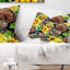 Coussin lombaire à fleurs et oiseau