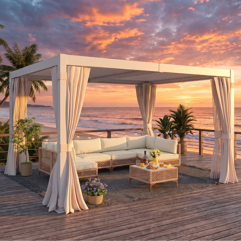 12 pi. L 10 pi. Pergola à persiennes tout aluminium en aluminium de qualité supérieure D 6 personnes