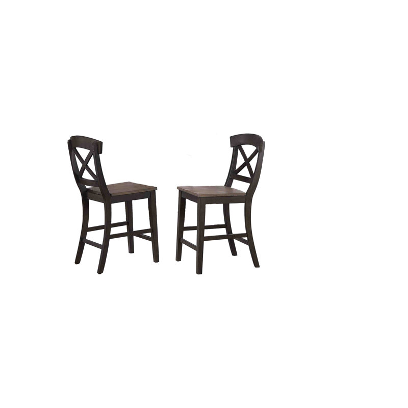 Claudell Solid Wood Counter Stool in Grey, Gray, Black