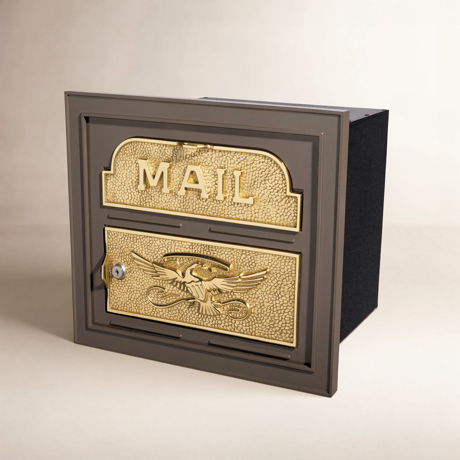 Classic Faceplate Mailbox with Brass Accents, Bronze