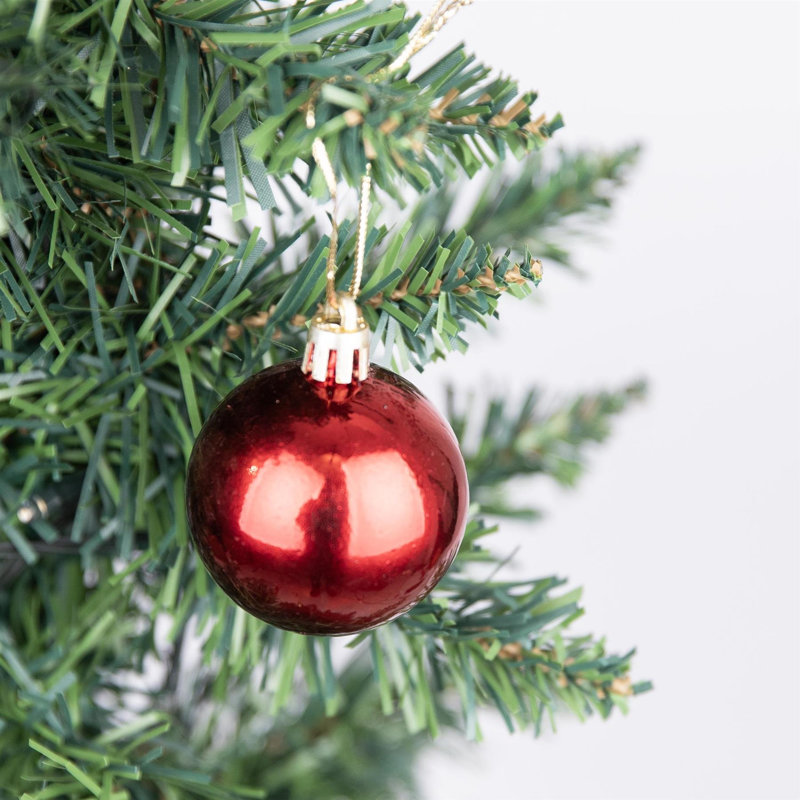 50mm 9 Pack Christmas Baubles, Shatterproof Tree Decorations, Dark Red