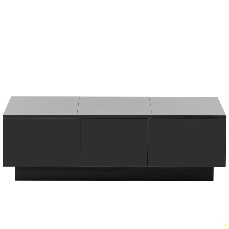 Table basse avec 2 grands compartiments de rangement cachés, table de cocktail extensible avec 2 tiroirs, Noir