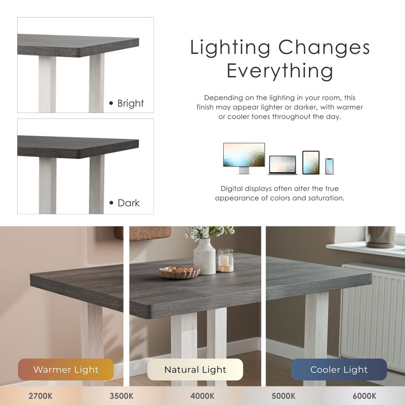 Trell 48"W Rectangular Dining Table, Gray Wood