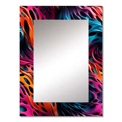 Petronella Futuristic Striped Fusion - Abstract Wall Mirror, Abstract Decorative Mirror, Printed Metal Art