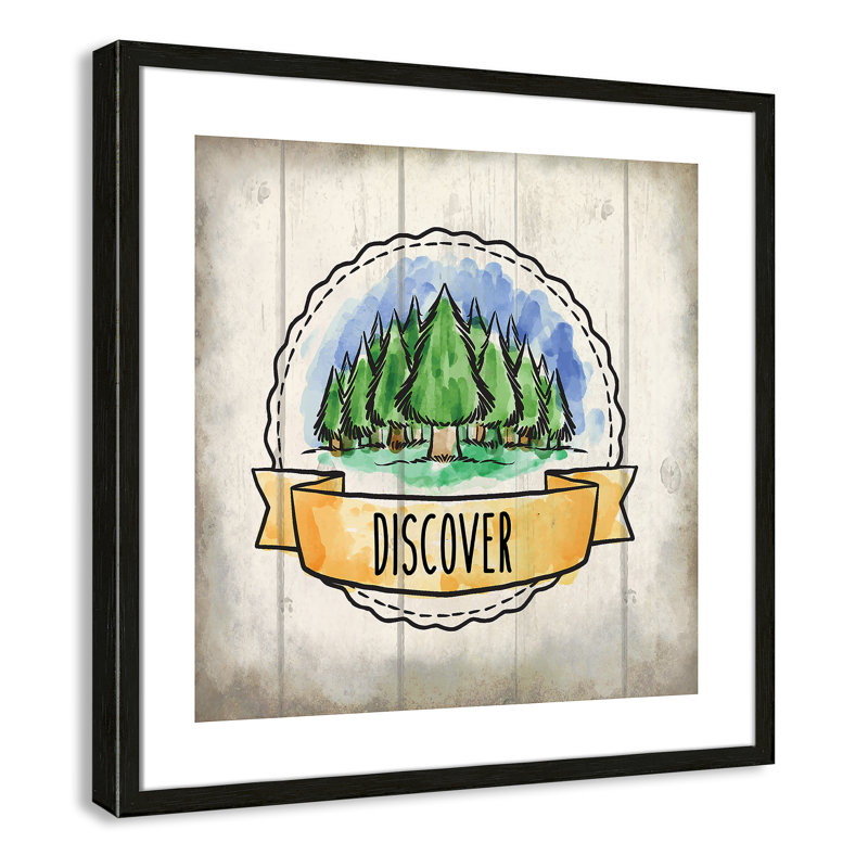 «Adventure is out There», art encadré 3, 22.5" H x 22.5" W x 1.18" D, Cadre boîte à grain de bois noir