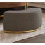 Table basse relevable moderne avec rangement caché, placage en noyer et plateau en pierre frittée, 3 tabourets gigognes rembourrés, conception peu encombrante, entièrement assemblée, brun + gris, or + blanc