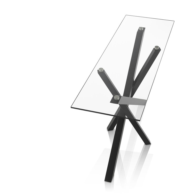 Goree 120cm Glass Top Console Table, Black Matt