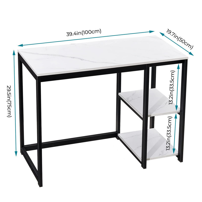 Bureau d'ordinateur Clairann, Blanc / noir