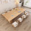 Bureau rectangulaire brun en bois massif avec 1 tiroir-1119813225