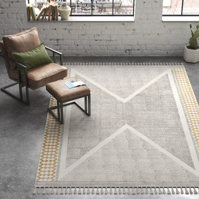 Olmstead Flatweave Cotton Geometric Black/Teal/Mustard/Light Beige Area Rug