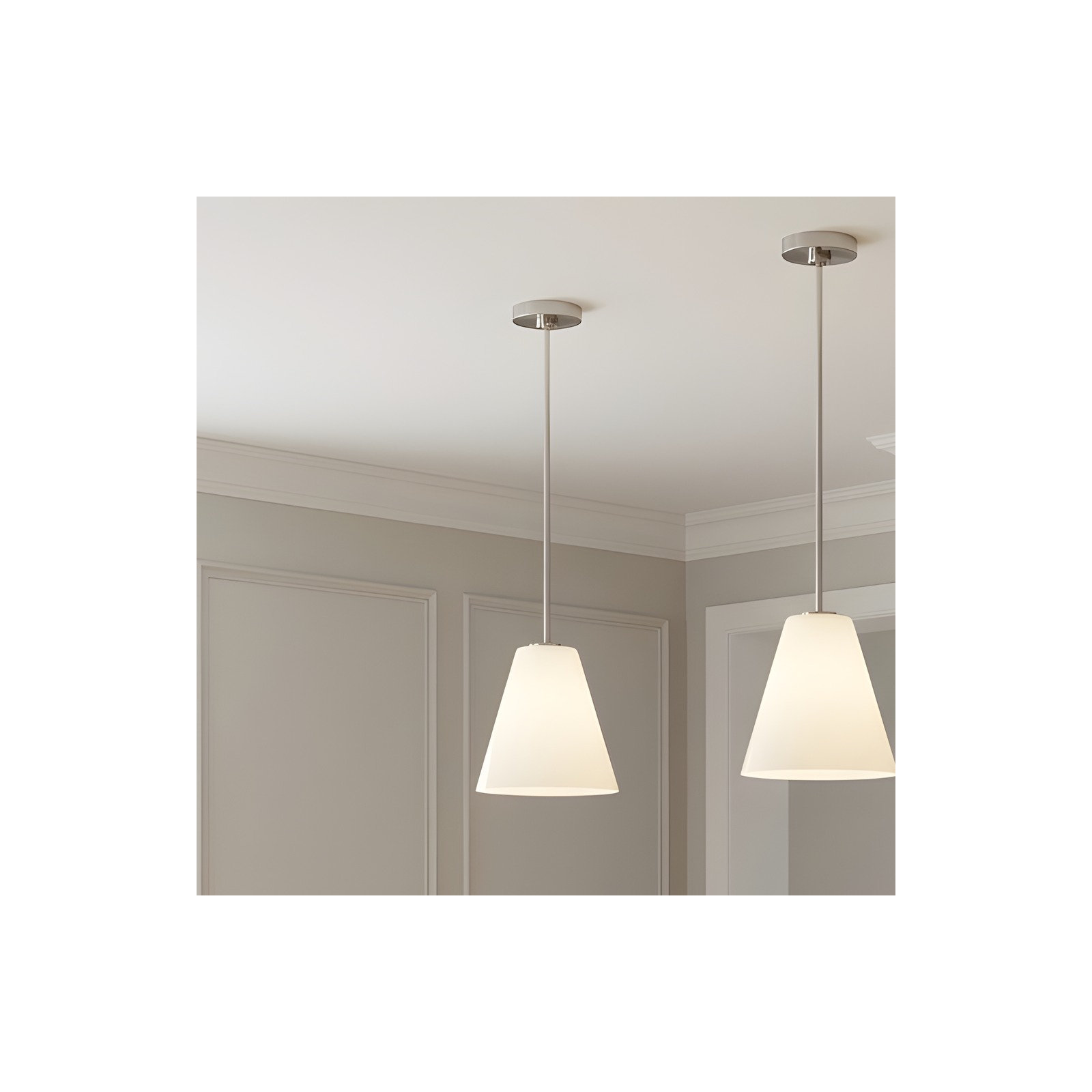 Hayden One Light Pendant, Brushed Nickel, White