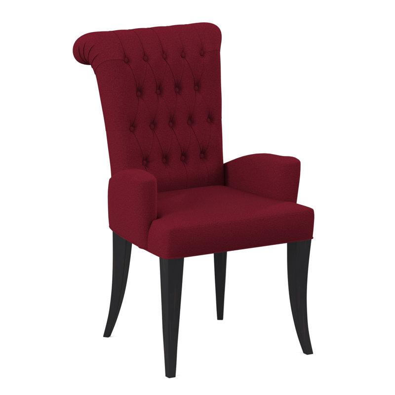 Petit fauteuil de salle à manger Gossamer, Mélange de polyester rouge à lèvres Margaret, Ébène rétro