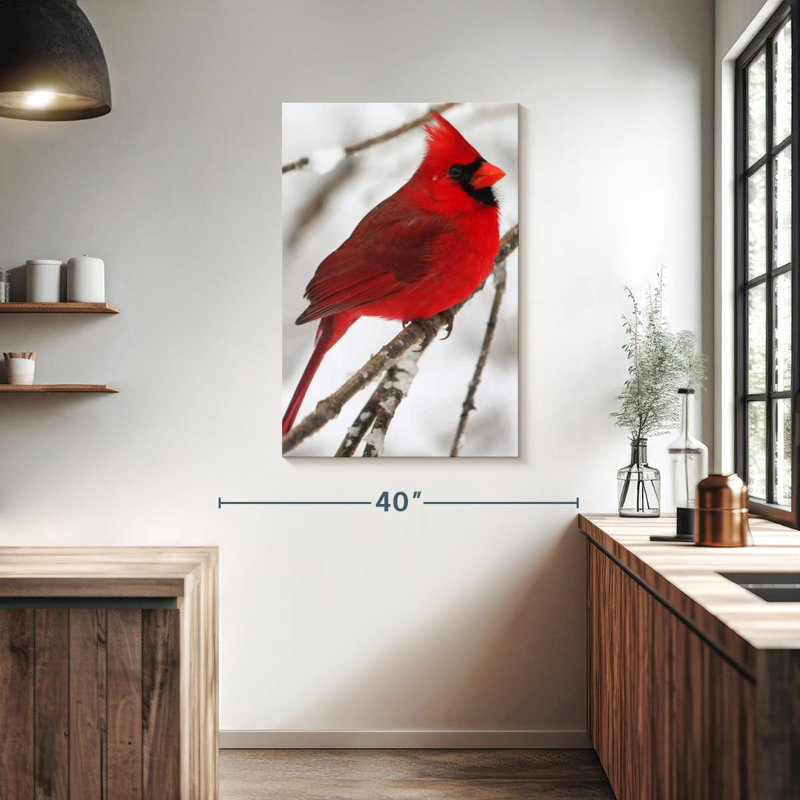 Brampt Birch Tree And Cardinal, 39" H x 26" W