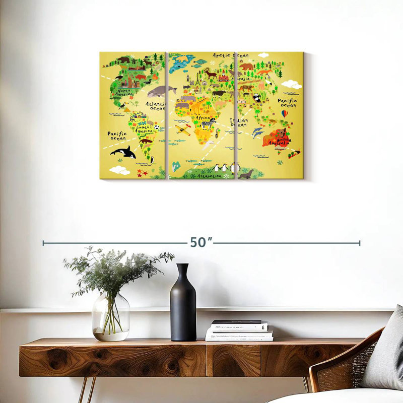 Carte du monde des animaux Keiri, H 20 po x l 33 po