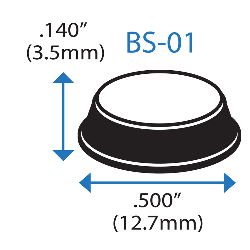 Feuille simple BS-01R transparent / diamètre 0,500 po x hauteur 0,140 po / feuille 200 tampons