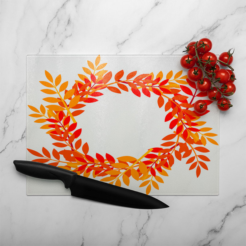 Autumn Leaves Glass Chopping Board