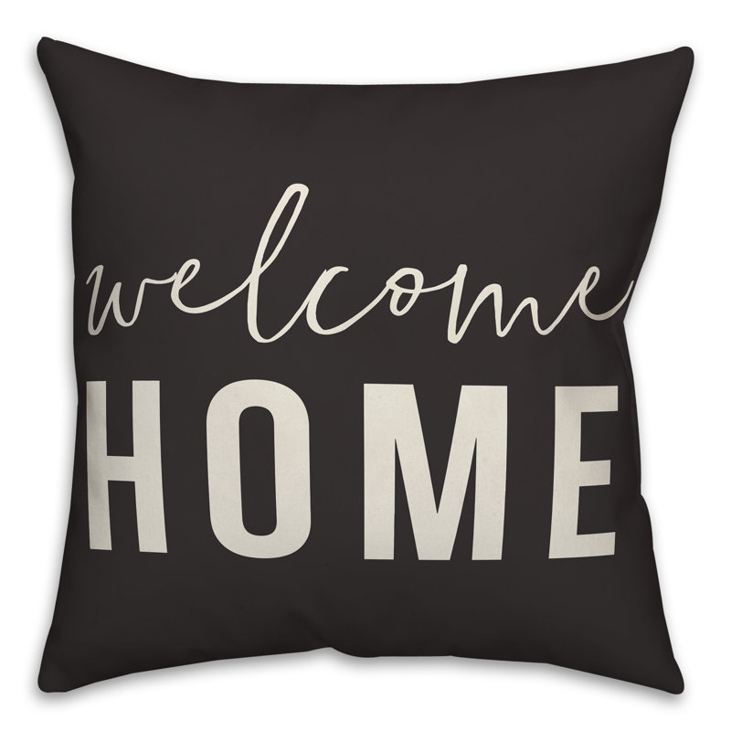 Housse de coussin d'extérieur carré Welcome Home, Noir