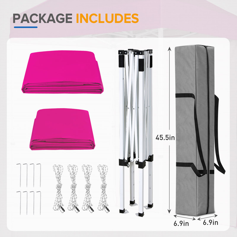 Pink Outdoor Portable Canopy Tent with Removable Sunwall