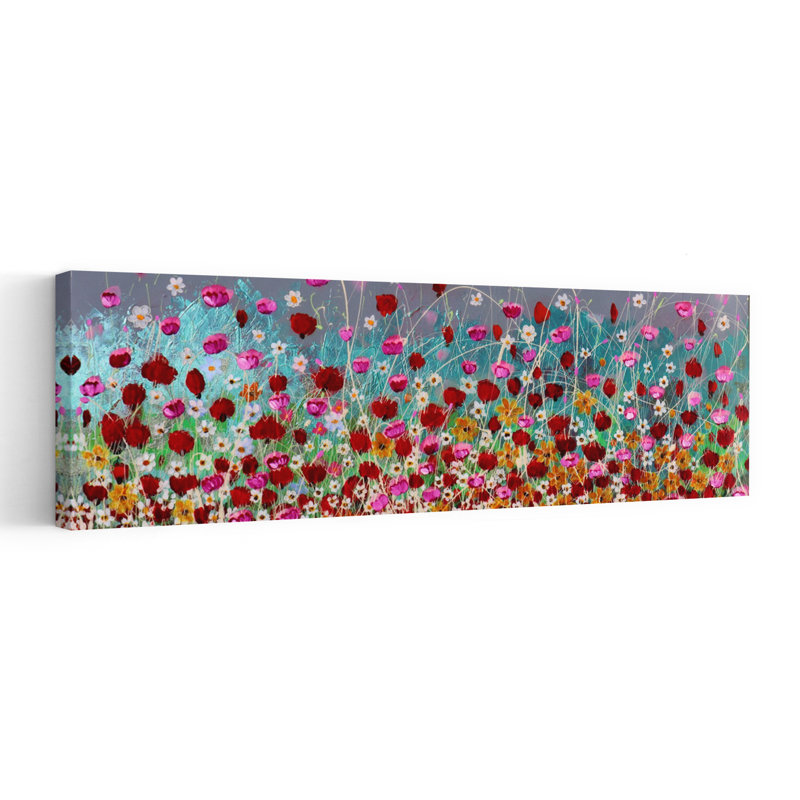 «Vibrant Flower Field Abstract Colorful Impressionist Daisy Poppy Flower Nature», art mural, H 60 po x l 20 po