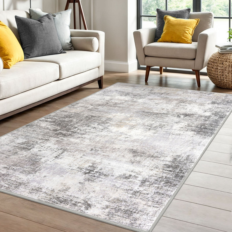 Tapis de chambre antidérapants lavables avec envers en caoutchouc, Rectangle 4' x 6'