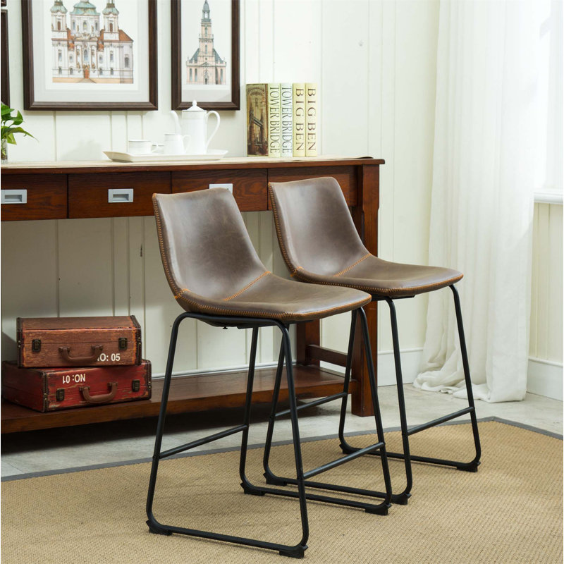 Tabourets de comptoir Lotusville, Brun