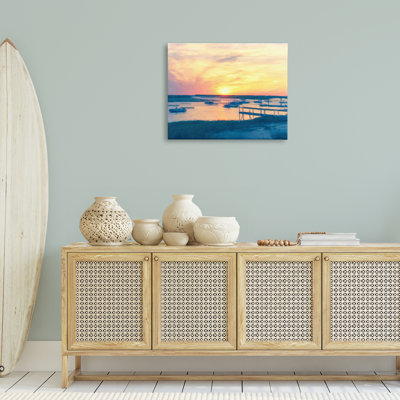  «Boat Illuminated at Sunset», art mural sur toile par Graffi *ee Studios
