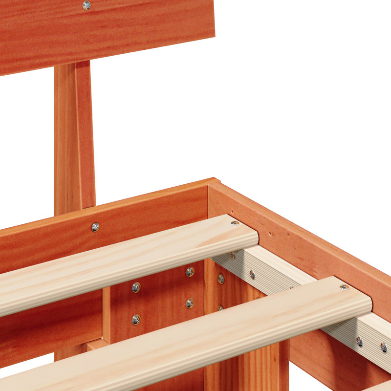 Bed Frame With Headboard Solid Pine Wood, Wax Brown, Super King (6')