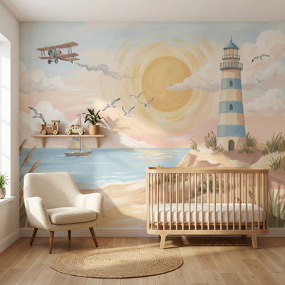 Papier peint phare bord de mer amovible