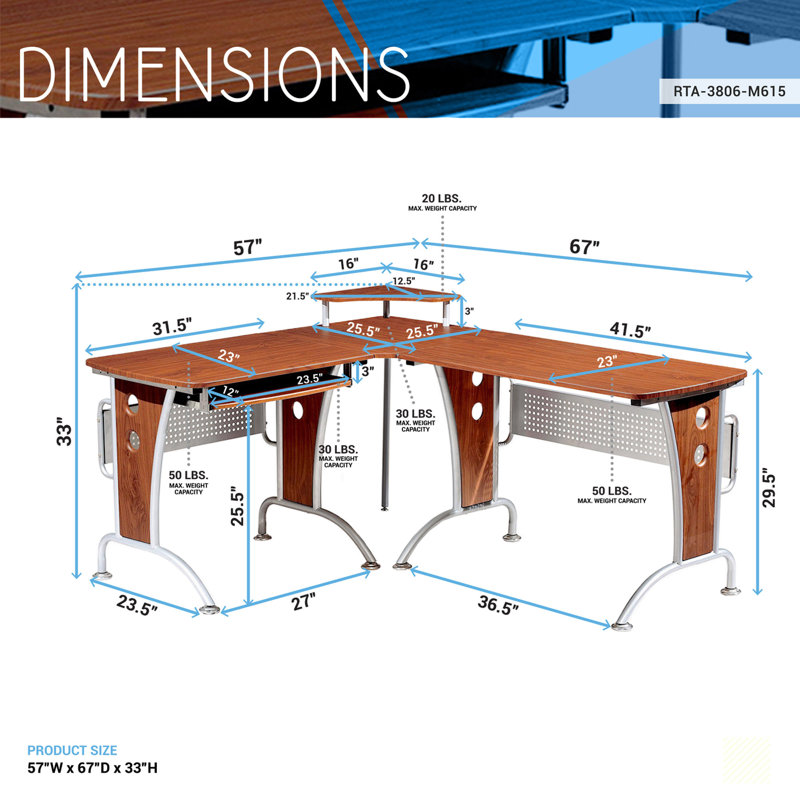 Lonard Solid Wood Top Metal Base Computer Desk