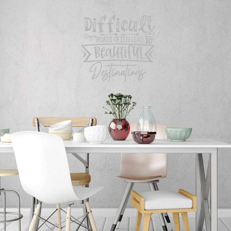Text & Numbers Non-Wall Damaging Wall Decal, 13" H x 14" W, Silver
