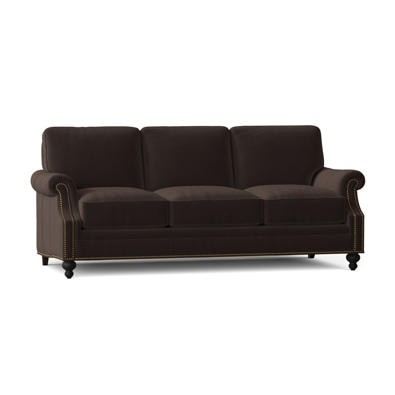 West Sofa, Aline Fumo Genuine Leather, Cobblestone, French Natural