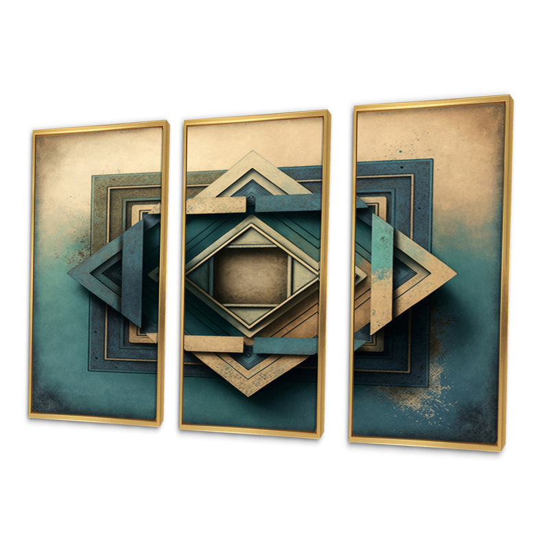 «Perfect imperfections», impression sur toile - 3 pièces, H 20 po x l 36 po x P 1 po, Cadre flottant doré