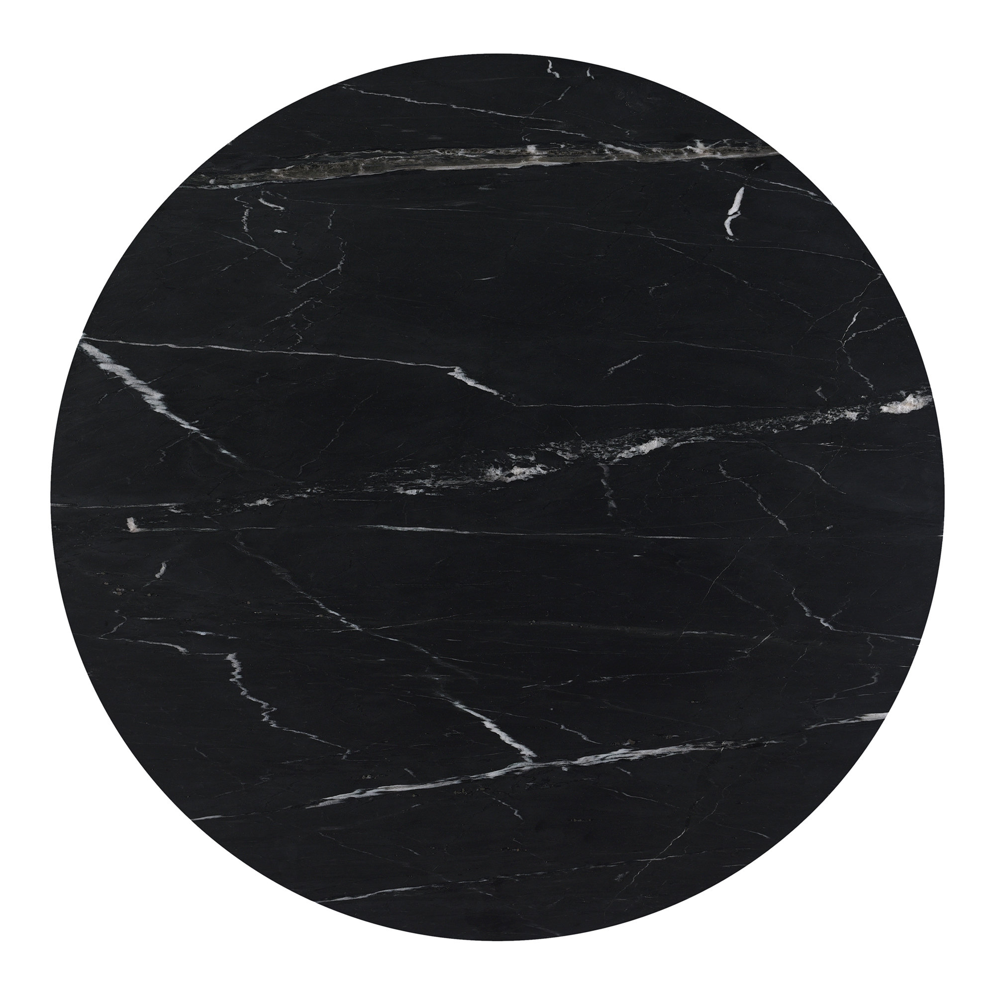 Ione 42" Pedestal Dining Table, Black Marble/Black