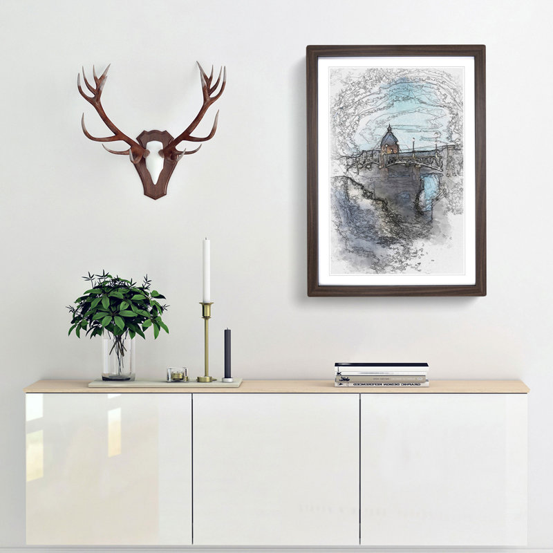 Saint-Pierre Bridge in Toulouse France in Abstract - Picture Frame Graphic Art Print, Walnut, 76cm H x 50cm W x 2cm D