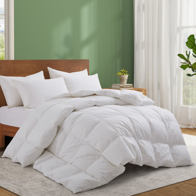 All Season White Down Comforter Duvet Insert with 100% Cotton, King
