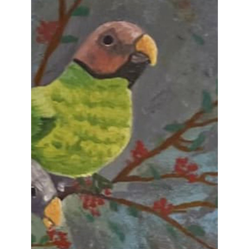 Peinture de perroquets sur la branche avec cadre | Huile et acrylique sur toile | Par Ruchi Gupta