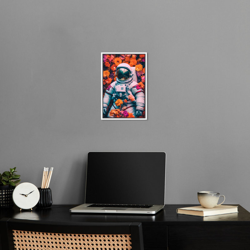 «Loves The Spatial Garden», art moderne par Notoriart, H 31 po x l 21 po, Cadre blanc