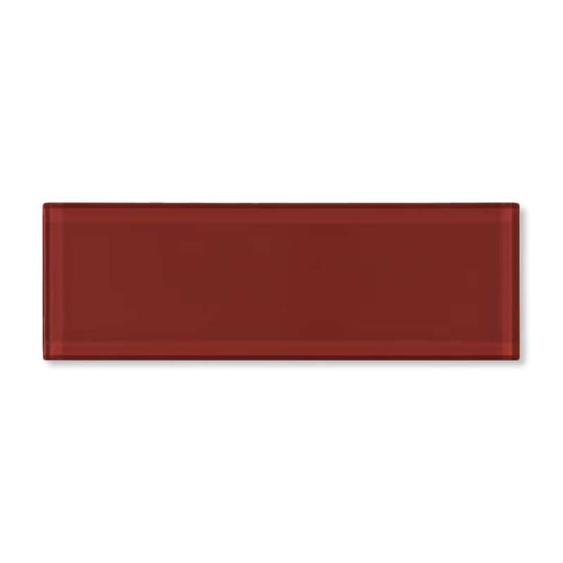 Carreau de verre brillant 3 x 9 coquelicots San Mauro, Castagne brillant